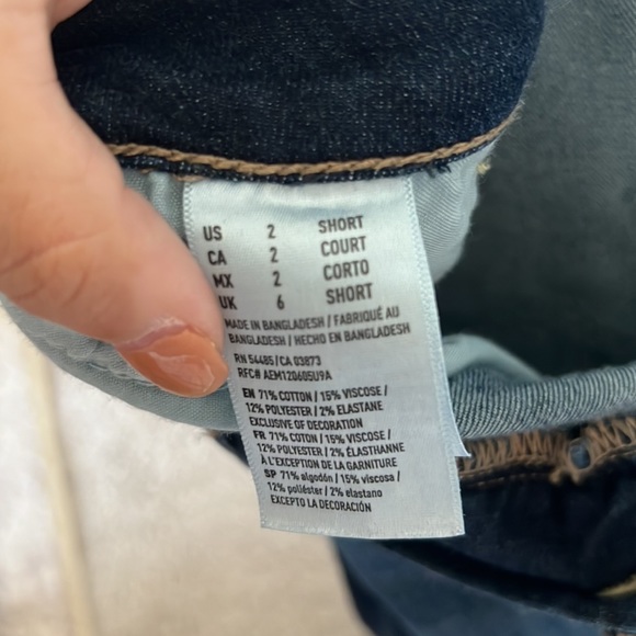 American Eagle Dark Wash Mid Rise Skinny Jeans Size 2 Short - Picture 5 of 6